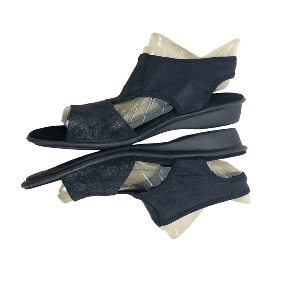 Sesto Meucci Womens Black Open Toe Suede Leather Sandals Metallic Mesh Sz 10.5 - Picture 5 of 8